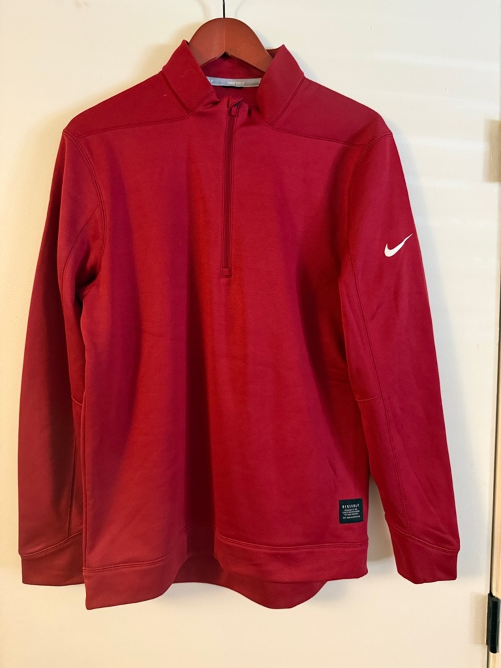 Nike Red Half-Zip Athletic Pullover with White Swoosh